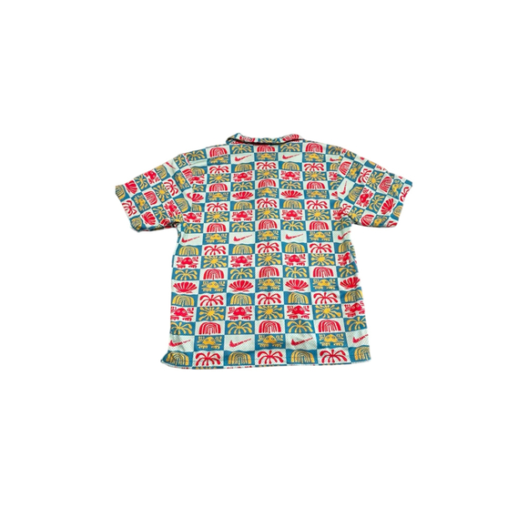 Nike Mesh Hawaiian Resort Camp Shirt Dri-Fit Button Up Men Size Large - Picture 2 of 4